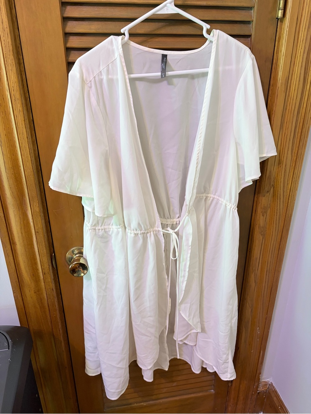 Torrid Lightweight Ivory Cover-Up with Tie Front